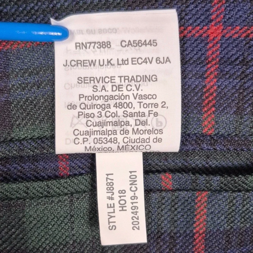 J.Crew Ludlow Slim Blazer 38R Moon British Cloth Black Watch Tartan Plaid Green